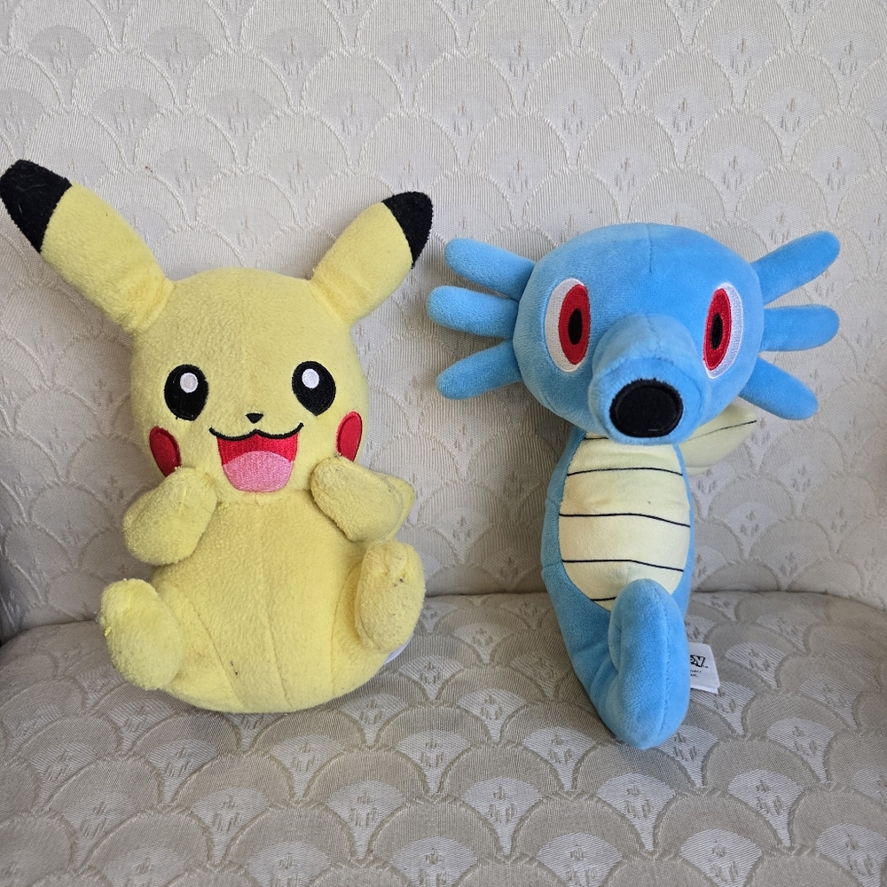 Pokemon Plush Lot HORSEA Blue Seahorse 2023 Nintendo Tomy PIKACHU 2017 Soft Toys